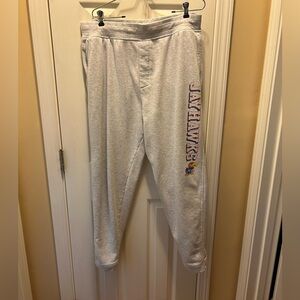 Rivalry Threads Vertical ‘Jay Hawks’ Jogger Pants Sz XL (4o/42). Light Gray EUC